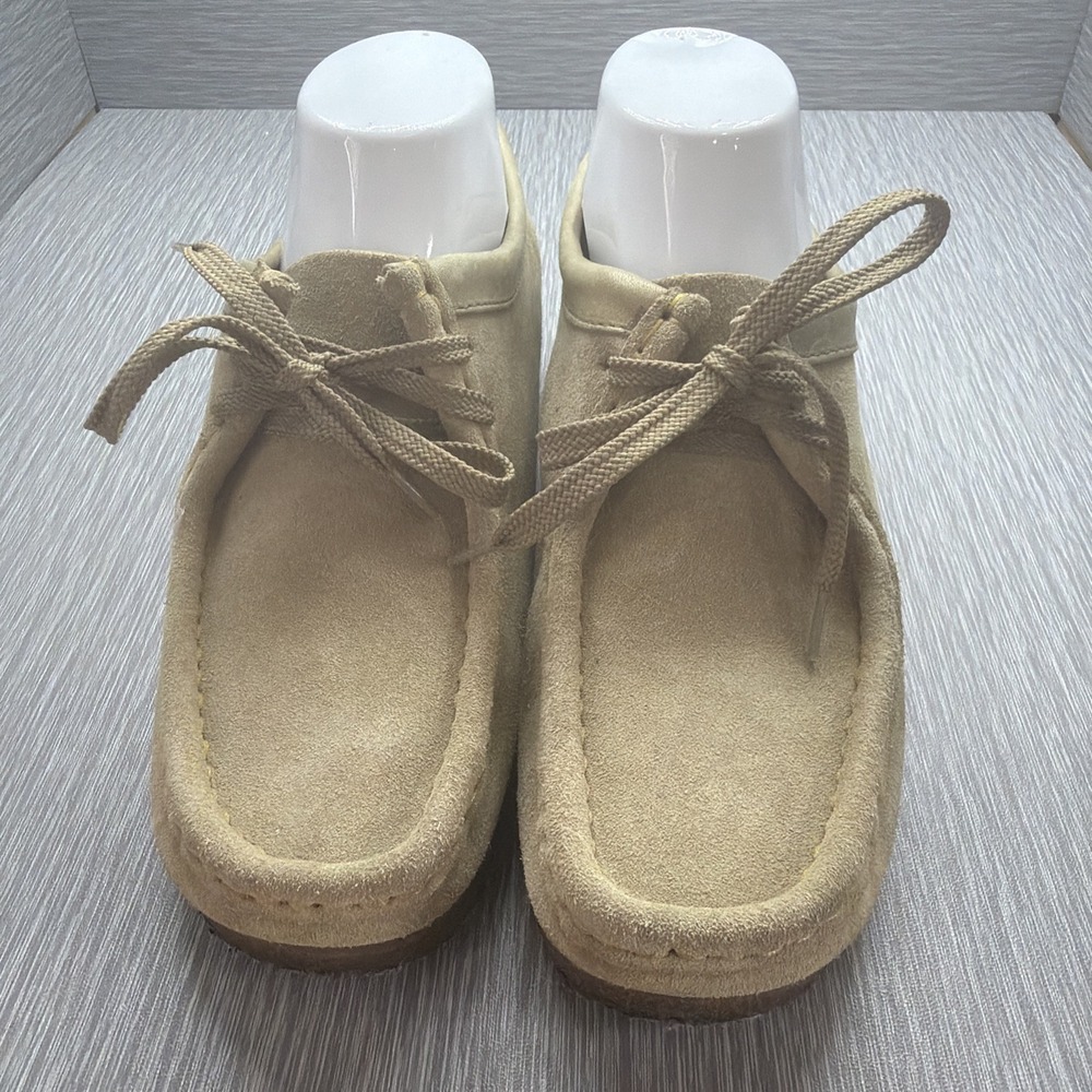 Clarks Originals Wallabee Moc Shoes Women's 8.5 Beige Suede Lace Up Crepe Sole